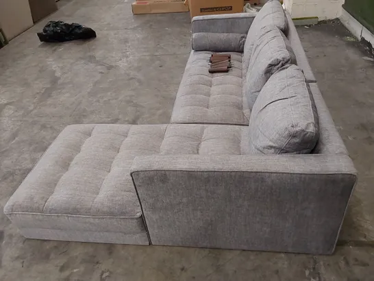QUALITY DESIGNER FABRIC UPHOLSTERED CHAISE SOFA - GREY