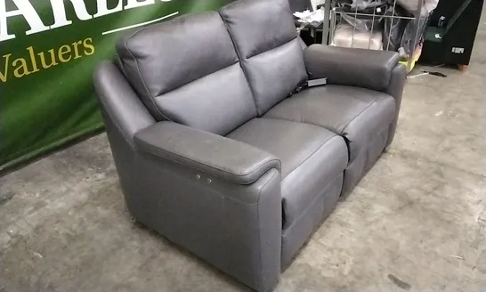 QUALITY ITALIAN DESIGNER AVILA POWER RECLINER LOVESEAT MEDIUM GREY LEATHER