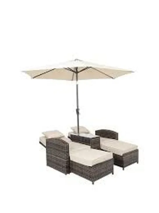 BOXED GRADE 1 CORAL BAY MULTI FUNCTIONAL SUN LOUNGER SOFA - 2 BOXES