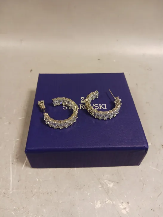 SWAROVSKI STONE HOOP EARRINGS  