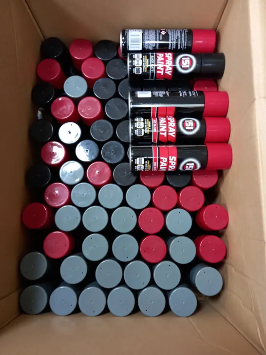 LARGE BOX OF ASSORTED SPRAY PAINTS - COLLECTION ONLY