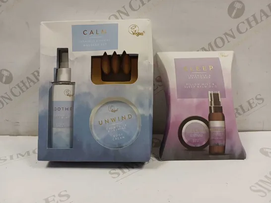 LOT TO CONTAIN 2 X ASSORTED VEGAN CLAM & SLEEP SOOTHING MASSAGE SET, PILLOW MIST & SLEEP BALM 