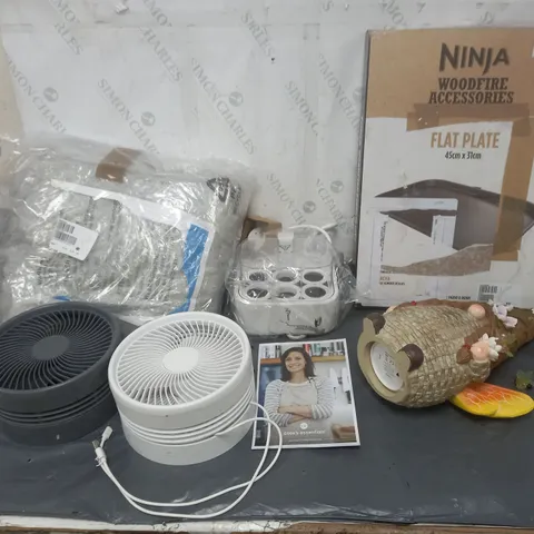 8 ASSORTED HOMEWARE ITEMS TO INCLUDE CE EGG COOKER, NINJA FLAT PLATE, AND COZEE HOME VEVLET SOFT HEAT THROW ETC. 