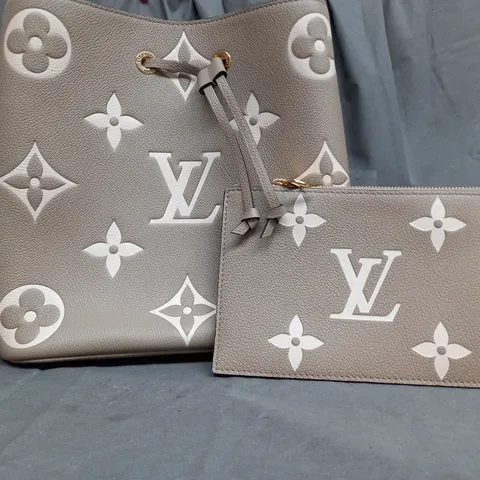 BOXED LOUIS VUITTON TAN SHORT STRAP POUCH BAG & PURSE 