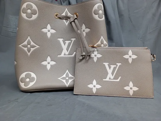 BOXED LOUIS VUITTON TAN SHORT STRAP POUCH BAG & PURSE 