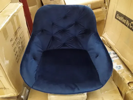 BOXED SET OF 2 GARVIES BLUE VELVET  SWIVEL DINING CHAIRS