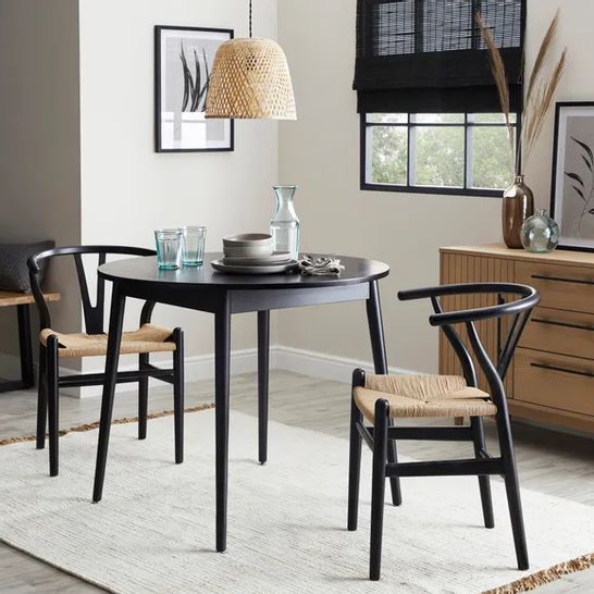 BOXED - LEO BLACK ROUND DINING TABLE 