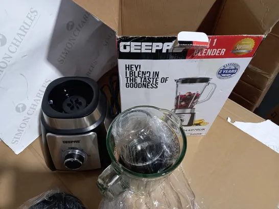 GEEPAS 2 IN 1 FOOD JUG BLENDER WITH 1.5L GLASS JAR, STAINLESS STEEL BLADES, 2 SPEED CONTROL WITH PULSE, 1.5L, 500W SILVER