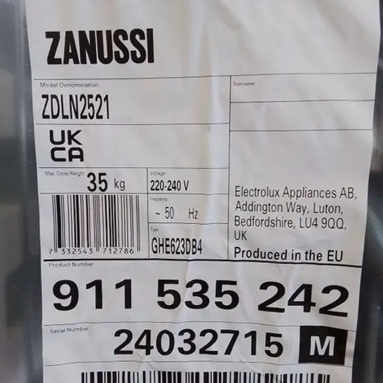 ZANUSSI FULL-SIZE FULLY INTEGRATED DISHWASHER Model ZDLN2521 RRP £467