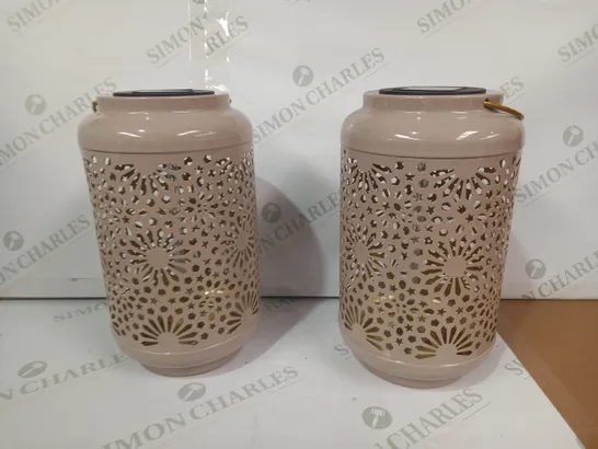 GARDEN REFLECTIONS SET OF 2 PATTERNED SOLAR LANTERNS