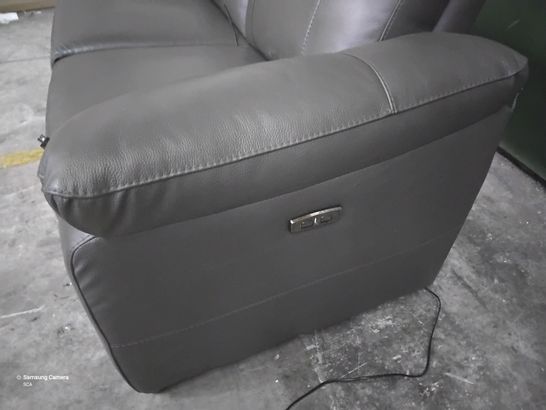 DESIGNER POWER RECLINING TWO SEATER SOFA GREY LEATHER 