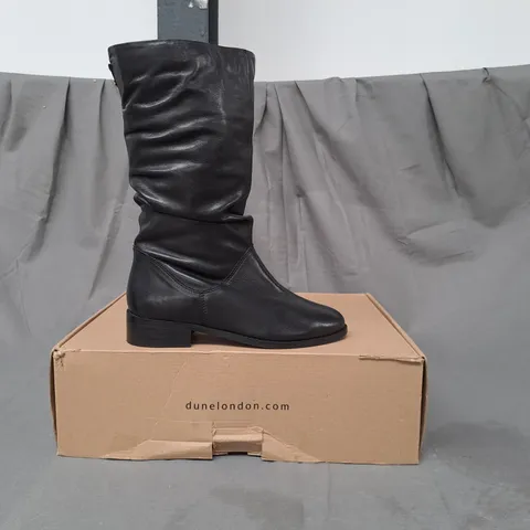 BOXED PAIR OF DUNE LONDON CALF BOOTS IN BLACK EU SIZE 36