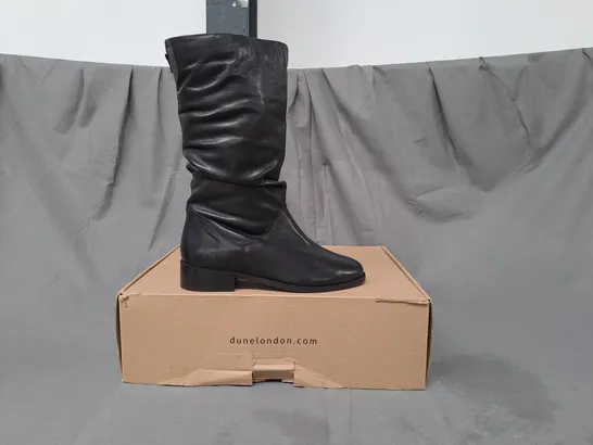 BOXED PAIR OF DUNE LONDON CALF BOOTS IN BLACK EU SIZE 36