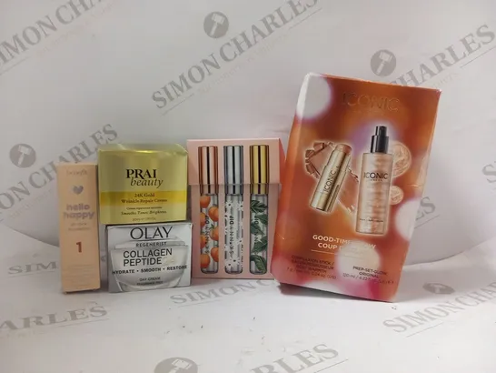 APPROXIMATELY 13 ASSORTED HEALTH AND BEAUTY PRODUCTS TO INCLUDE; ICONIC, BENEFIT, SKIINYDIP, PRAI AND OLAY