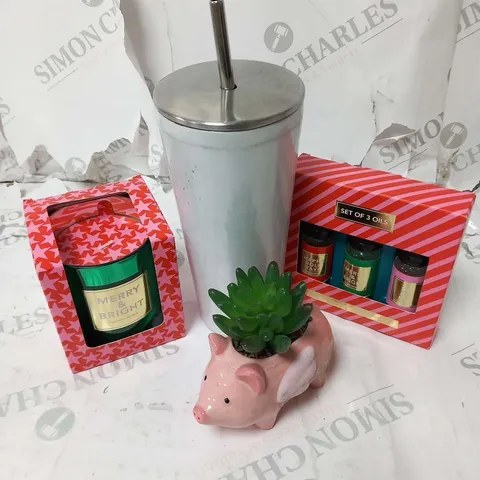 APPROXIMATELY 15 ASSORTED PRODUCTS TO INCLUDE; MINI SUCCULENT PIG, PEARLY SIPPY CUP AND CANDLES
