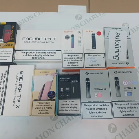 LOT OF 17 ASSORTED ELECTRONIC CIGARETTE ITEMS TO INCLUDE ENDURA, ASPIRE AND INNOKIN