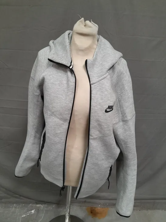 NIKE LIGHT GREY TECH FLEECE JACKET WITH HOOD- SMALL