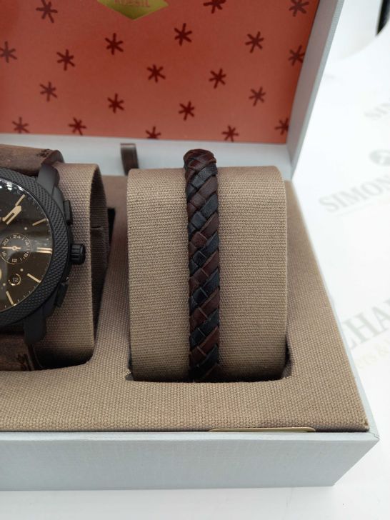 BRAND NEW BOXED FOSSIL WATCH MACHINE BLACK BROWN RRP £159