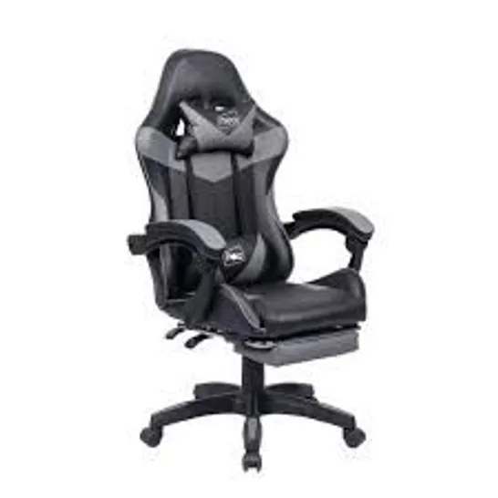 BOXED NEO FAUX LEATHER GAMING CHAIR - BLACK/GREY (1 BOX)