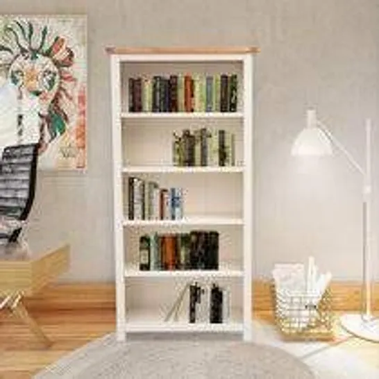 BOXED POMPEY HIGH 180CM BOOKCASE WHITE AND WAX