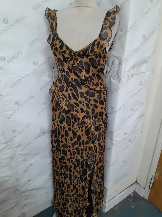 ZARA SLEEVELESS RUFFLE GIRAFFE PRINT MAXI DRESS SIZE M