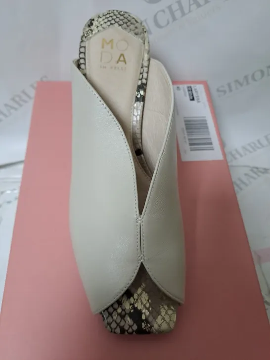 MODA IN PELLE LARYSSA SLIP ON PEEP TOE HEELED SANDAL SIZE 6 OFF WHITE 