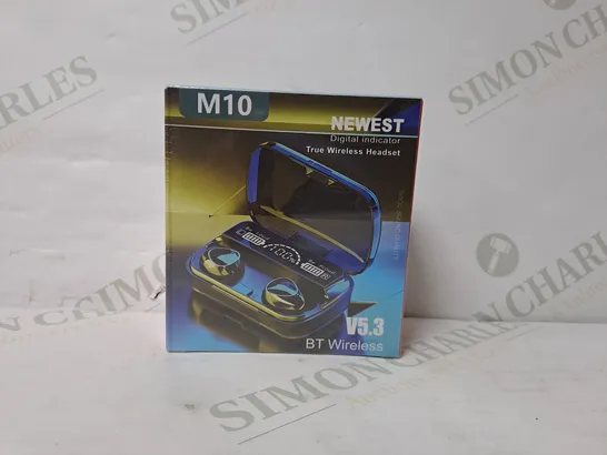 APPROXIMATELY 10 BOXED AND SEALED M10 NEWEST DIGITAL INDICATOR TRUE WIRELESS HEADSET 