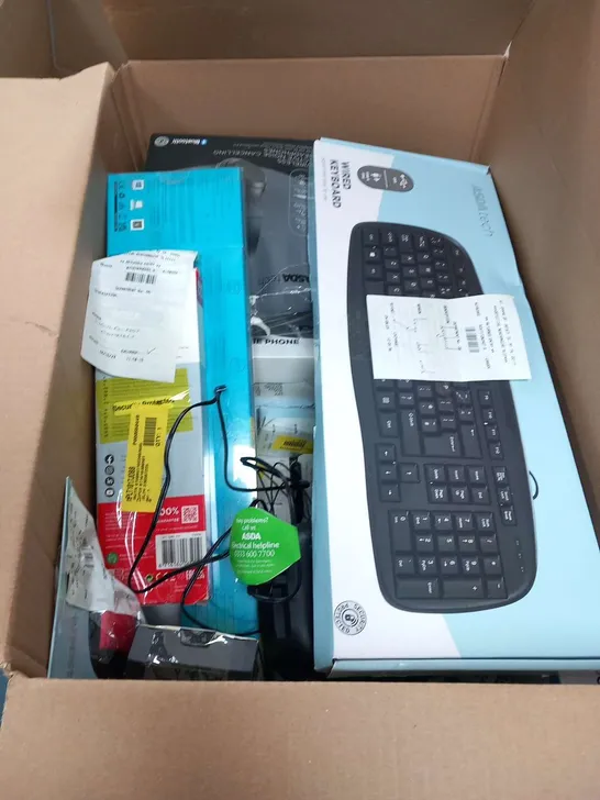 QUANTITY OF ASSORTED ELECTRICALS TO INCLUDE; DVD PLAYER WITH HDMI FUNCTION, RAPOO KEYBOARD AND MOUSE AND ONE FOR ALL REMOTE