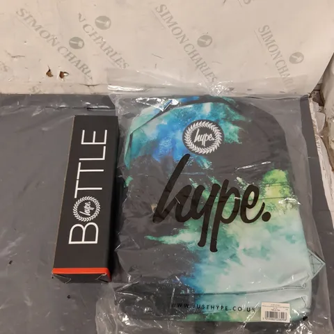 HYPE BACKPACK WITH HYPE CREST BLACK MARBLE WATER BOTTLE 