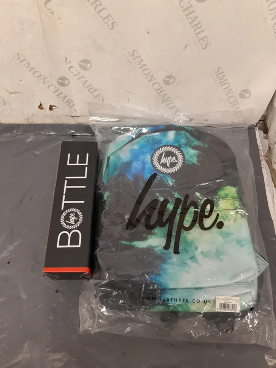 HYPE BACKPACK WITH HYPE CREST BLACK MARBLE WATER BOTTLE 