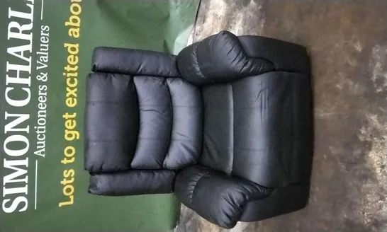 DESIGNER BLACK LEATHER MANUAL RECLINER ARMCHAIR 