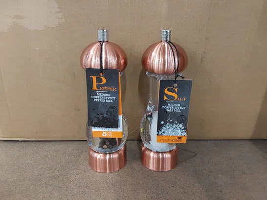 BOXED 4X MASTERCLASS MEDIUM COPPER EFFECT SALT MILL, 1X MASTERCLASS MEDIUM COPPER EFFECT PEPPER MILL (1 BOX)