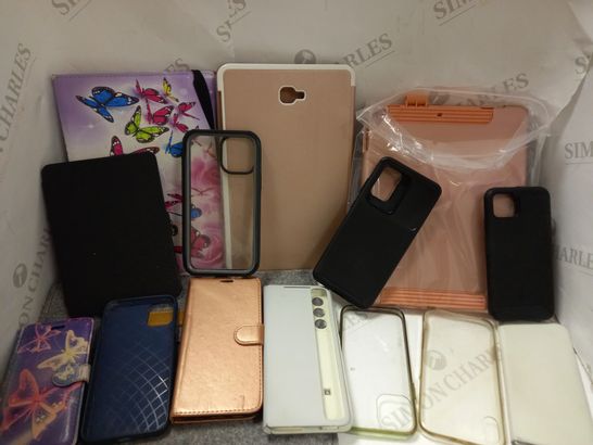 LOT OF APPROX 12 ASSORTED ITEMS TO INCLUDE TABLET CASES AND MOBILE PHONE CASES IN ASSORTED COLOURS AND TYPES
