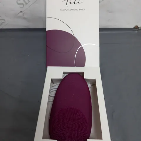 BOXED TILI RECHARGEABLE VARIABLE SPEED SILICONE FACIAL CLEANSING BRUSH - PLUM