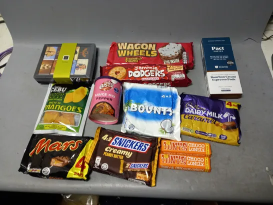 LOT OF APPROXMATELY 10 ITEMS TO INCLUDE  - WAGON WHEELS, MARS BARS, AND PACT COFFEE ETC. 