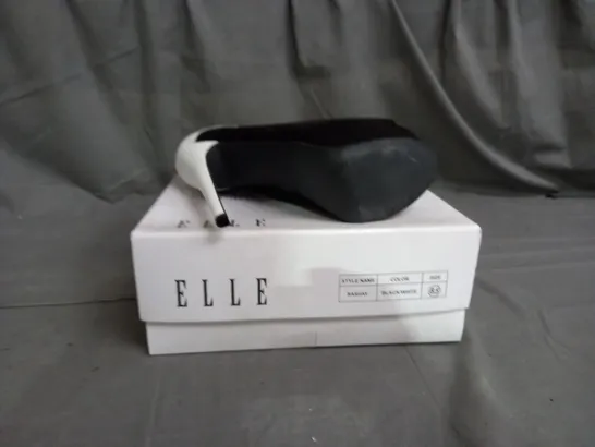 APPROXIMATELY 7 BOXED PAIRS OF ELLE SASHAY HEELED PLATFORM OPEN TOE SHOES IN VARIOUS SIZES 