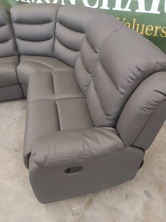 DESIGNER LEATHER UPHOLSTERED MANUAL RECLINING CORNER SOFA