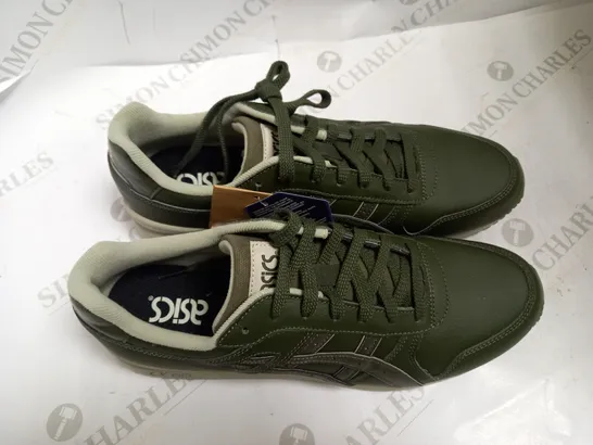 BOXED PAIR OF ASICS GT-II LEATHER TRAINERS, LEAF GREEN, UK 11.5