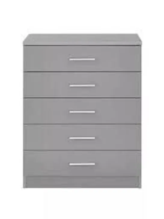 BOXED PANAMA 5 DRAWER CHEST - GREY (1 BOX) RRP £139