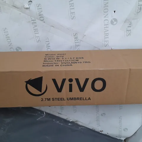 VIVO 2.7M STEEL UMBRELLA IN GREY 