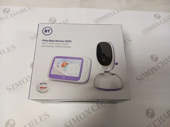 BOXED BT VIDEO BABY MONITOR 6000 WITH 5" COLOUR SCREEN AND REMOTE CONTROL CAMERA