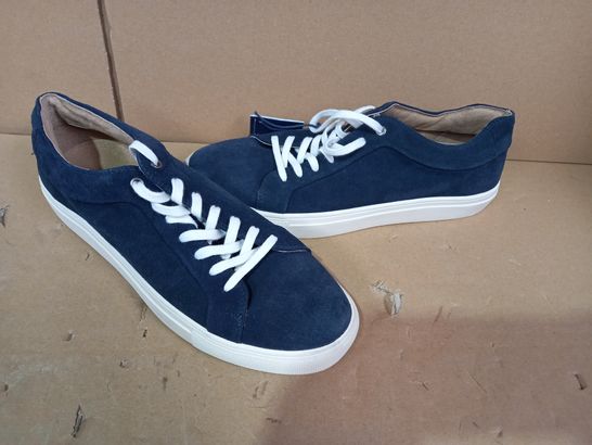 BOXED PAIR OF DOUGLAS HEYWARD SUEDE SHOES IN NAVY UK SIZE 11