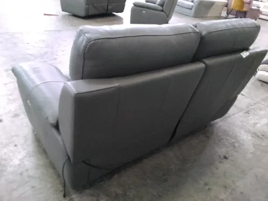 QUALITY ITALIAN DESIGNER PATRIZIO 2 SEATER ELETRIC RECLINER SOFA - GREY ANTHRACITE LEATHER