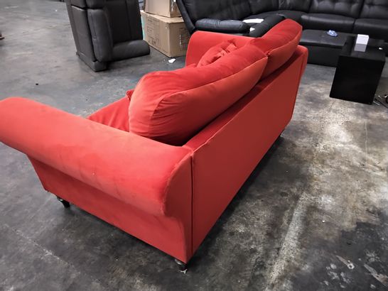 QUALITY RED 2 SEATER VELVET SOFT TOUCH SOFA WITH CUSHION SET