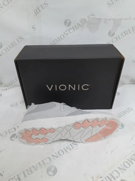 BOXED PAIR OF VIONIC GREY/PINK MESH TRAINERS SIZE 6 