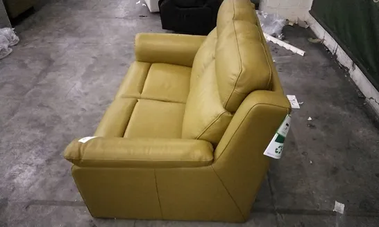 QUALITY DESIGNER MUSTARD LEATHER 2 SEATER SOFA