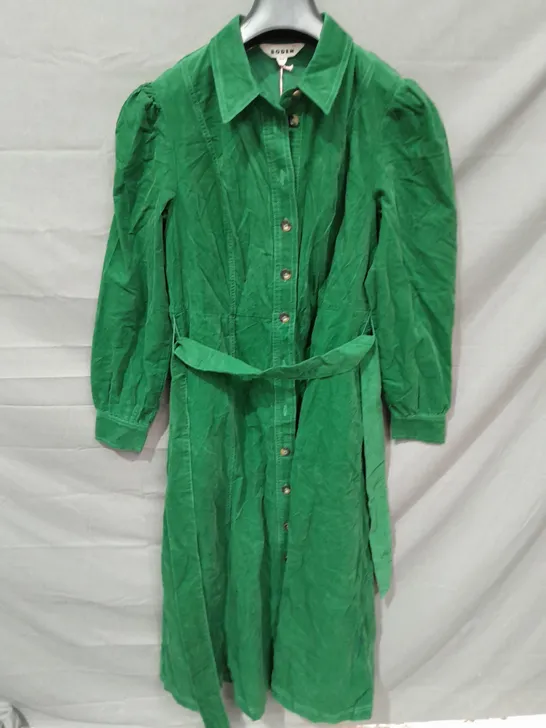 BODEN BUTTON SHIRT DRESS IN GREEN - UK 12P