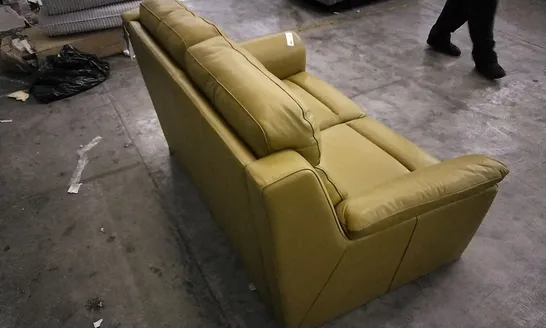 QUALITY DESIGNER MUSTARD LEATHER 2 SEATER SOFA