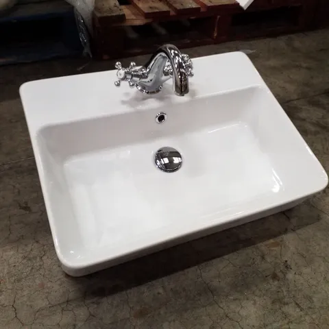 BRAND NEW WHITE CERAMIC BASIN WITH TAP 56×41CM