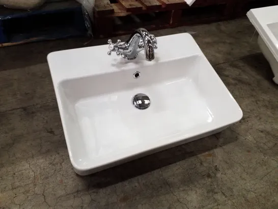 BRAND NEW WHITE CERAMIC BASIN WITH TAP 56×41CM